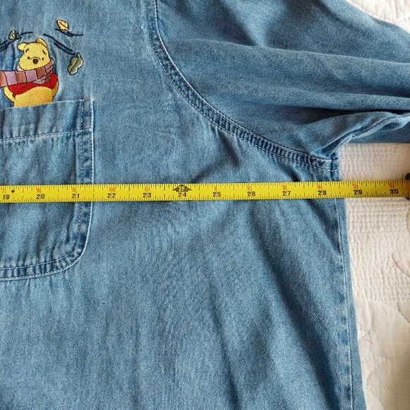 Rare Vtg. Disney Denim Button Up Winnie The Pooh Long Sleeve Shirt SZ 26/28 - Picture 9 of 15